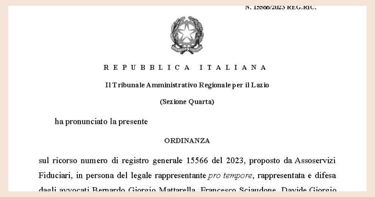 REGISTRO TITOLARI EFFETTIVI - Tar Lazio sospende il dm 29 settembre 2023